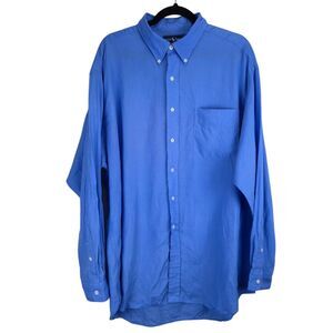Ralph Lauren‎ Blake Mens 100% Linen Button Up Shirt Size XL Blue Preppy Academia